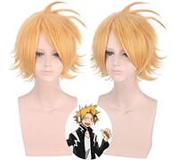 Peluca De Cosplay My Hero Academic Kaminari Denki Para Hombres Y Mujeres, Pelucas De Disfraz De Fiesta De Pelo Sintético Corto Con Estilo De Despedida Central Amarilla