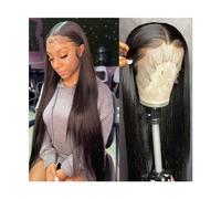 Peluca de cosplay Pelucas frontales de encaje de pelo liso de 4-28 pulgadas for mujeres negras cabello humano brasileño 13x4x1 parte T prearrancado con pelo de bebé peluca con malla frontal de cabello