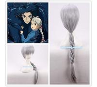 Peluca De Cosplay Plateada Sufi De Castillo Móvil De Howl De Japón, Trenzas Largas De Sophie Hatter, Pelucas Sintéticas Rectas Largas Grises Plateadas + Gorro De Peluca