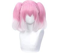 Peluca de Cosplay Talentless Nana Hiiragi, pelucas de color rosa degradado con coletas gemelas, pelo sintético resistente al calor para Halloween