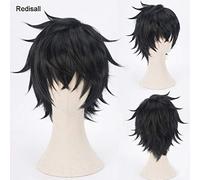 Peluca de cosplay The Rising of the Shield Hero Naofumi Iwatani Tate no Yuusha no Nariagari Anime de Halloween Cabello corto sintético negro