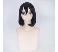 Peluca de cosplay Wig Anime para Halloween, moda, fiesta de Navidad, disfraz, peluca, gigante atacante, adulto, Mikasa Ackerman, cabeza bob negra, peluca universal [color: negro]