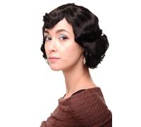 WIG ME UP- A4002-3 Peluca mujer Cosplay calidad corto años 20 Hollywood Diva Swing ondulado castaño oscuro