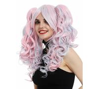 Peluca De Dama Peluca Cosplay Rizada Trenzas Gótica Lolita Rosa Rosa Azul Larga