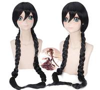 Peluca de Danganronpa Touko Fukawa 100 cm de largo trenzado negro trenzado resistente al calor pelo sintético Anime fiesta Universal Cosplay pelucas