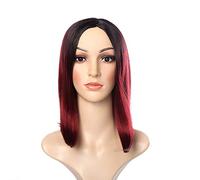 Peluca de dibujos animados de Cosplay de mujer europea y americana Peluca de fibra química Gradiente de tinte Bobo Hair Wig Set One Size wine red