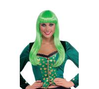 Peluca De Disfraz De Chica Irlandesa Adulto Verde Neón Talla Única