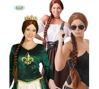 Peluca De Disfraz Trenzada Larga Para Damas Marrón Lara Medieval O Bavara