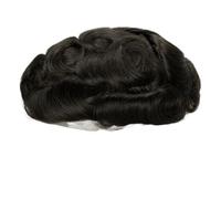 Peluca de encaje de PU for hombre, prótesis capilares transpirables, sistema de reemplazo de prótesis. Hair Pieces Replacement(Darkest Brown,6"X8")