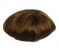 Peluca de encaje francés completo para hombre, 100 % cabello humano, color negro, marrón, rubio, sistema de repuesto para hombre, 7 x 9#130# color 4