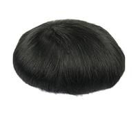 Peluca de encaje francés completo para hombre, 100 % cabello humano, color negro, marrón, rubio, sistema de repuesto para hombre, 7 x 9#110# Color 1