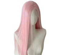 Peluca de encaje frontal 13x4 de 66 cm (26 pulgadas) de largo, lisa, sintética, suave y natural for mujer(Sakura Pink)