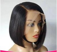 Peluca De Encaje Frontal Corto Bob, Pelucas De Cabello Humano Natural Liso Para Mujer, Peluca Bob Con Cierre Sin Pegamento, Cabello Brasileño 13X4 Lace Frontal 12inch#180