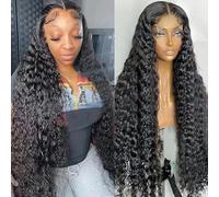 Peluca De Encaje Frontal Europea Y Americana Para Mujeres Con Peluca De Pelo Largo Y Rizado Con Raya Media Negra