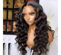 Peluca De Encaje Frontal Pelo Largo Y Rizado Onda Grande Cubierta De Pelo De Encaje Hinchado Negro