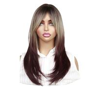 Peluca de Encaje Peluca con flequillo en capas con degradado de diseño creativo, cabello de longitud media, peluca de clavícula adecuada for uso diario y peluca de viaje Pelucas Para Mujer