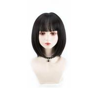 Peluca de Encaje Peluca corta y recta con temperamento rizado hacia adentro, estilo coreano, peluca de cabeza completa adecuada for asistir a eventos y viajes diarios Pelucas Para Mujer