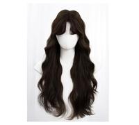 Peluca de Encaje Peluca de cabello largo de uso diario con flequillo rizado de lana natural y diseño de auriculares completos Peluca artificial adecuada for uso diario y de fiesta Pelucas Para Mujer