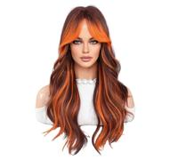 Peluca de Encaje Peluca de cabeza completa for mujer con flequillo figurado Peluca larga y rizada con reflejos coloridos adecuada for viajes diarios y fiestas Pelucas Para Mujer