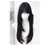 Peluca de Encaje Peluca larga y recta de uso diario, estilo coreano, que da forma al rostro, peluca de cabeza completa adecuada for uso diario Pelucas Para Mujer