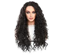 Peluca de Encaje Peluca sintética con encaje en T de 65 cm y 26 pulgadas, longitud de onda de agua, cabello rizado, peluca de encaje con parte media for mujer Pelucas Para Mujer
