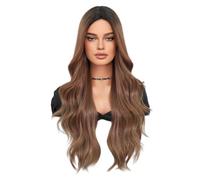 Peluca de Encaje Pelucas de 70 cm y 28 pulgadas for mujer, cabello largo degradado con raya al medio, tocado grande y ondulado, pelucas ombré Pelucas Para Mujer