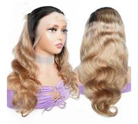 Peluca de encaje pront Body Wave Cabello humano Ombre Blonde 4X4 Encaje Transparente Pelucas Pre-Depiladas para Mujer