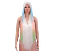 Peluca de encaje sintético, peluca recta de 38 pulgadas, cabello súper largo y liso, peluca de encaje con parte en T, pelucas marrones rubias y rosadas para mujer, 1001C (CH75P), 150% de encaje fro