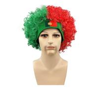 Peluca de fibra sintética para amantes de los deportes y fiestas temáticas, accesorio decorativo para el pelo del juego de fútbol, bandera, colorida, diadema para eventos