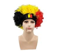 Peluca de fibra sintética para amantes de los deportes y fiestas temáticas, accesorio decorativo para el pelo del juego de fútbol, bandera, colorida, diadema para eventos