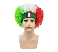 Peluca de fibra sintética para amantes de los deportes y fiestas temáticas, accesorio decorativo para el pelo del juego de fútbol, bandera, colorida, diadema para eventos