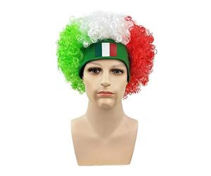 Peluca de fibra sintética para amantes de los deportes y fiestas temáticas, accesorio decorativo para el pelo del juego de fútbol, bandera, colorida, diadema para eventos