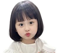 Peluca de fibra sintética para niños, diseño transpirable, pelo natural con flecos, para uso diario, escuela, eventos, niños, sintético con flequillo