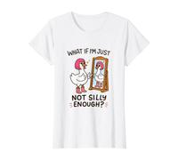Peluca de Ganso Rosa con Corte Bob no lo Suficientemente Tonto Divertido Camiseta gráfica económica, Mujer, Blanco, XS