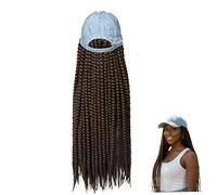 Peluca de gorra de béisbol con trenzas para mujer, gorra de peluca trenzada de 22 pulgadas con de 3 hebras para estilo hip hop