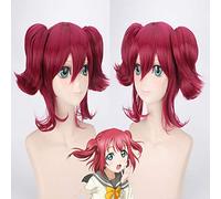Peluca de Halloween a la moda para fiesta de Navidad, ¡Lovelive! Sunshine! Kurosawa Lu Xiaohu Clip Sandía Rojo Peluca Cosplay