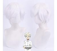 Peluca de Halloween a la moda para fiesta de Navidad, peluca de cosplay Promised Neverland Norman invertida, color blanco