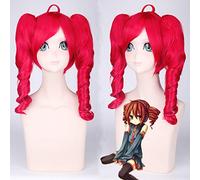 Peluca de Halloween a la moda para fiesta de Navidad, Vocaloid Accent Teto Red Split Ponytail Cos peluca 020