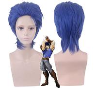 Peluca de Halloween para fiesta de Navidad de Jojo's Bizarre Adventure Jonathan Josda, peluca azul real