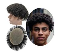 peluca de hombre 10 * 8 Sistema de reemplazo de cabello for hombres 8 mm Afro Curl Men Toupee Full Lace Piezas de cabello Prótesis capilar Base de unidades de cabello pelo liso
