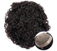 peluca de hombre 15/20/25 mm postizo rizado fino mono superior y perímetro de PU cabello masculino peluquín cabello indio marrón oscuro 7 "sistemas de reemplazo de prótesis capilares peluca for hombre