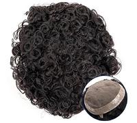 Peluca de Hombre 15/20/25 mm Postizo rizado Fino Mono Top y PU Perímetro Cabello masculino Tupé Marrón oscuro Cabello indio 7 "Prótesis capilar Sistemas de reemplazo Tupé for hombres Pelucas para Homb