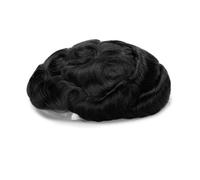 Peluca de hombre con prótesis capilar de piel sintética, peluquín de cabello humano transpirable, parte superior monocromática Suave y Transpirable(1#,7x9)