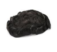 Peluca de hombre con prótesis capilar de piel sintética, peluquín de cabello humano transpirable, parte superior monocromática Suave y Transpirable(1b#,6x9)