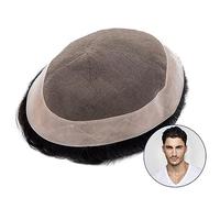 Peluca de Hombre Hombres Toupee Durable Prótesis de cabello masculino Fino Mono Top y NPU Perimeter Hair Toupee Unidad de sistema de reemplazo de cabello humano natural Tupé for hombres Pelucas para H