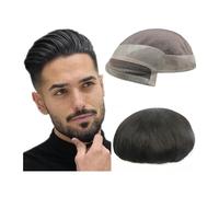 peluca de hombre Mono y Pu piezas de cabello humano tupé for hombres unidades de cabello sistema de reemplazo de cabello masculino prótesis capilar pelo liso(6x9)