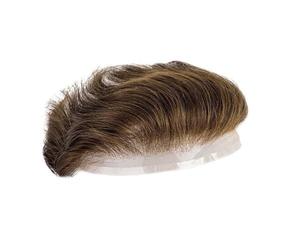 Peluca de hombre Parche frontal del pelo de los hombres cabello humano for Color marrón pedazo lleno cordón la rayita frente Tupé para hombre(#4)