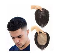 peluca de hombre Peluca de cabello humano for hombre, sistema de reemplazo de prótesis capilar for hombre, pelucas de cabello humano de 6 pulgadas, color negro natural pelo liso(13x18cm)