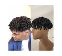 peluca de hombre Peluca de trenzas afro for hombres negros, peluquín de pelo corto con rastas de 6 pulgadas, piel sintética completa, cabello humano, peluquín for hombres, base de 8 x 10 pulgadas, sis