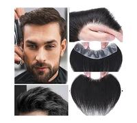 peluca de hombre Peluca frontal for frente de peluquín for hombres, 0,05-0,14 mm, base completa de PU, cabello humano indio # 1B, unidades de sistema de cabello frontal en forma de V negro natural pel